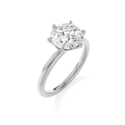 Round Lab Grown Diamond Engagement Ring With Pave Prongs - Ravenna