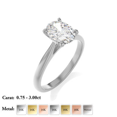 The Brescia Ring - Hidden Halo Cathedral Oval Solitaire - Lab Grow Diamond