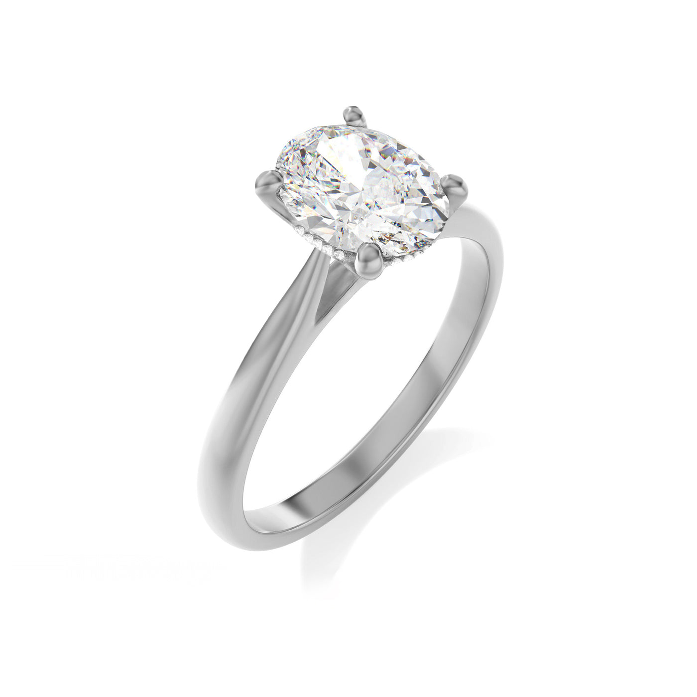 The Brescia Ring - Hidden Halo Cathedral Oval Solitaire - Lab Grow Diamond