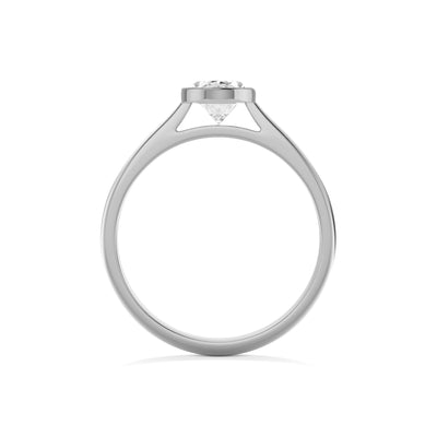 Bezel Set Oval Lab Grown Diamond Engagement Ring with Cathedral Setting- Seville