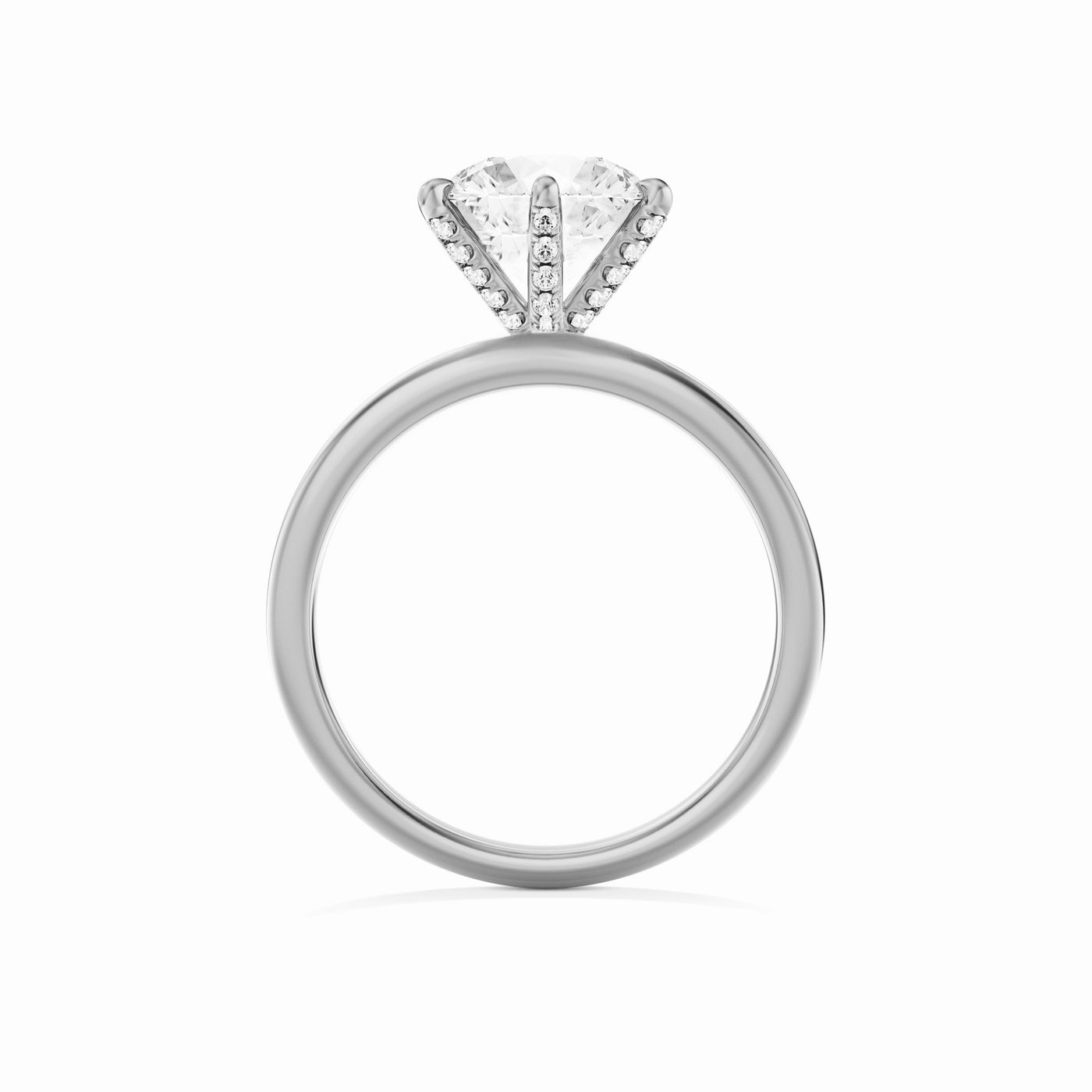 Round Lab Grown Diamond Engagement Ring With Pave Prongs - Ravenna