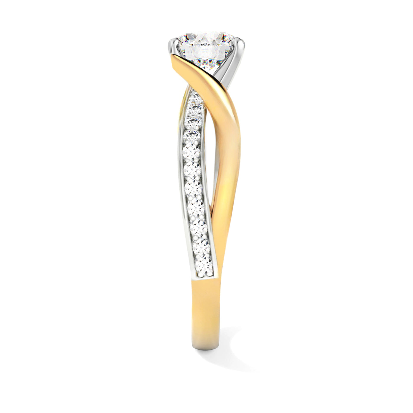 Lab Grown Diamond Twist Engagement Ring Two-Tone Gold - Valencia