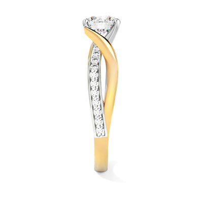 Lab Grown Diamond Twist Engagement Ring Two-Tone Gold - Valencia