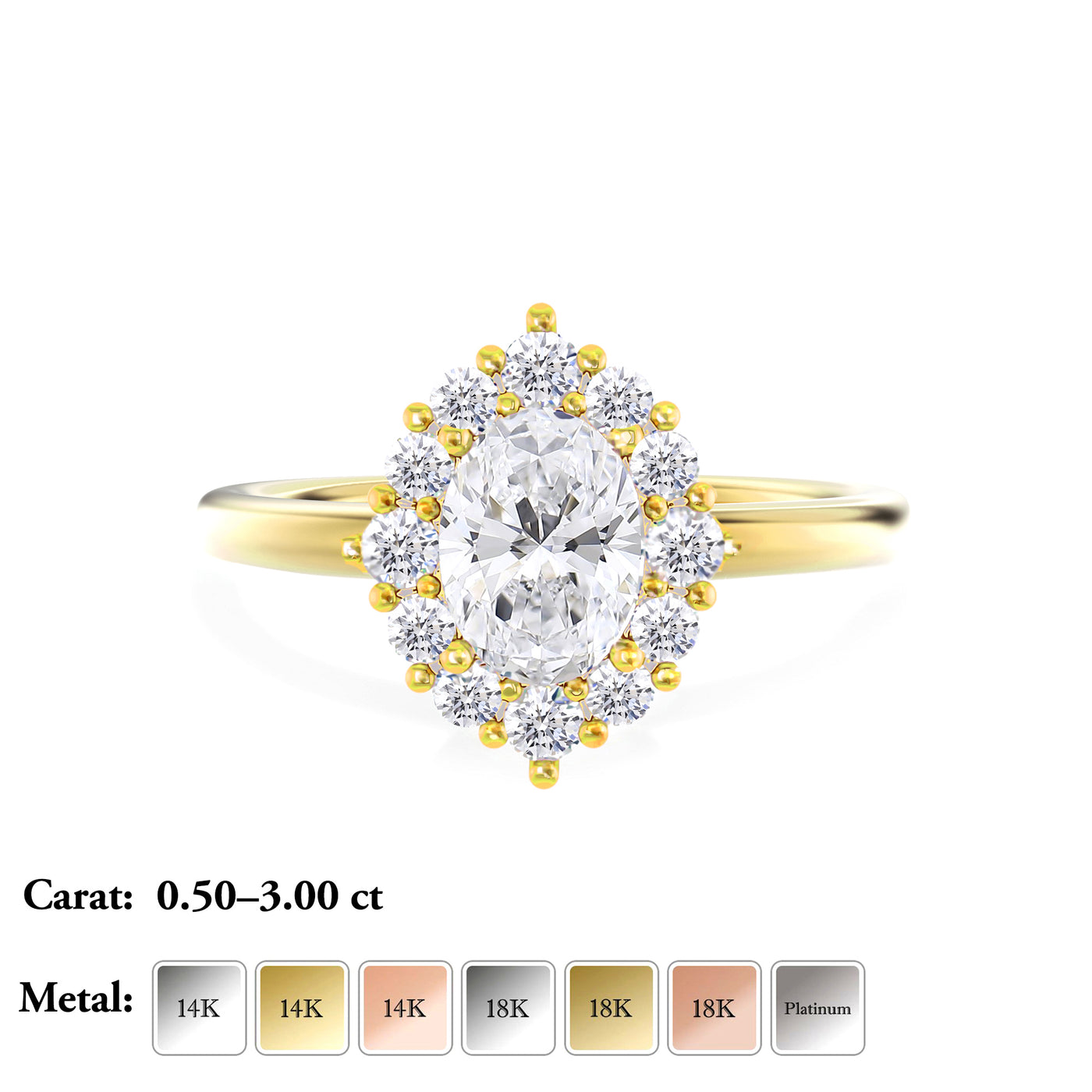 Lab Grown Diamond Halo Engagement Ring - Mia