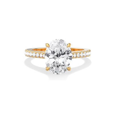 Oval Lab Grown Diamond Engagement Ring with Pave Band- Elise