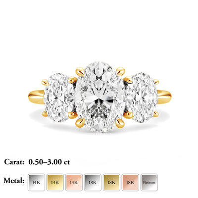 The Grace Ring - Oval Lab-Grown Diamond Trilogy with Hidden Halos