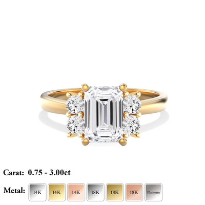 The Quinn Ring  - Lab Grown Diamond With Round Brilliant Accent Stones