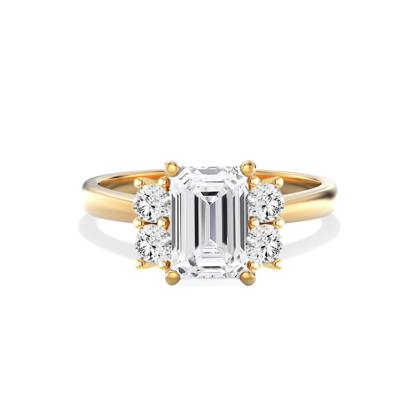 The Quinn Ring  - Lab Grown Diamond With Round Brilliant Accent Stones