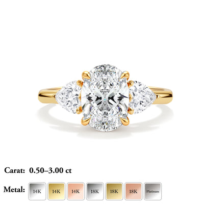 The Angelina Ring - Oval Lab Grown Diamond Trilogy