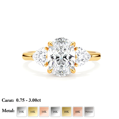The Angelina Ring - Oval Lab Grown Diamond Trilogy