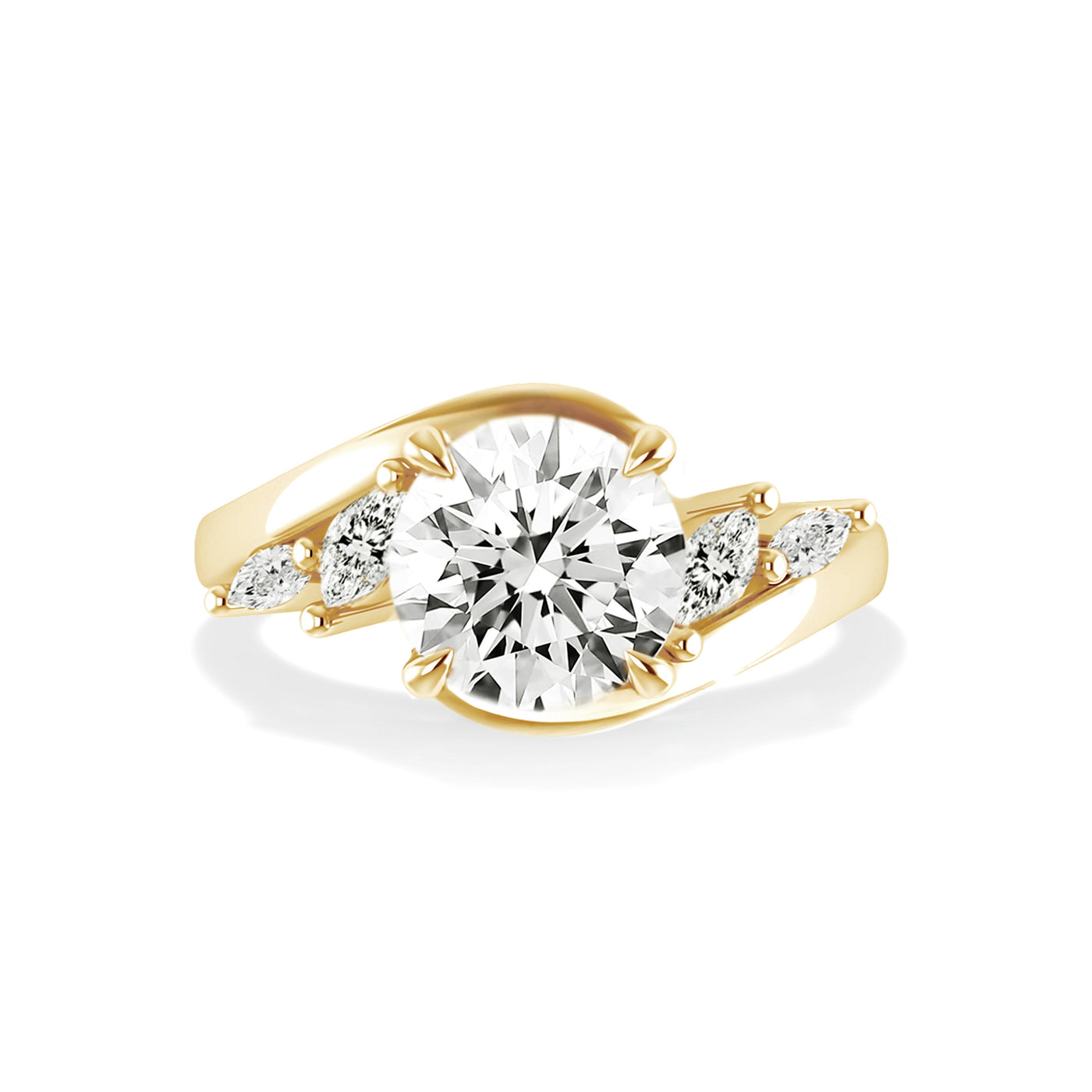 The Melody Ring - Wave Ring with Marquise Accents - Lab Grown Diamond