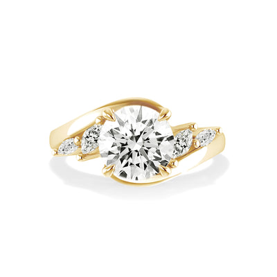 The Melody Ring - Wave Ring with Marquise Accents - Lab Grown Diamond
