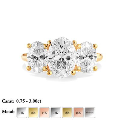 The Gracelynn Ring - Oval Lab-Grown Diamond Trilogy with Hidden Halos