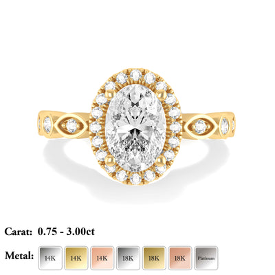 Oval Lab Grown Diamond Halo Engagement Ring - Eleanor