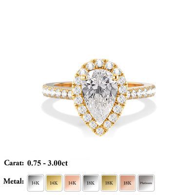 Pear Lab Grown Diamond Halo Engagement Ring -  Erica
