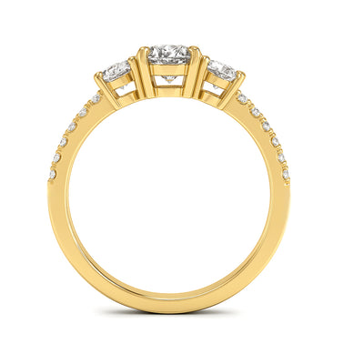 The Elisa Ring - Three Stone Oval Diamond Ring with with Pavé