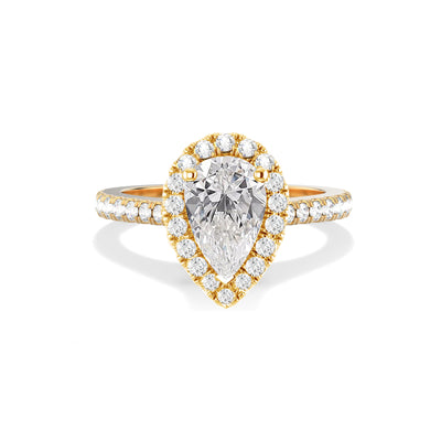 Pear Lab Grown Diamond Halo Engagement Ring -  Erica