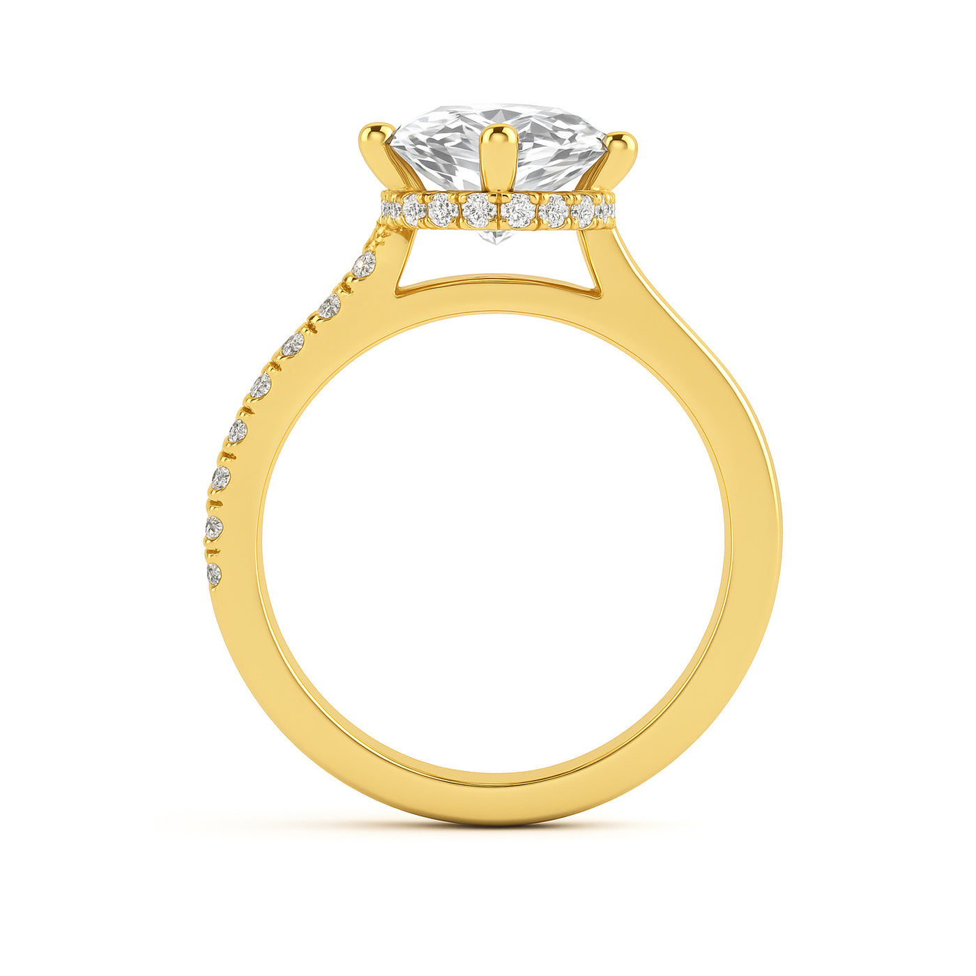 The Selena Ring - Oval Lab Grown Diamond with Twisted Pavé Band and Hidden Halo