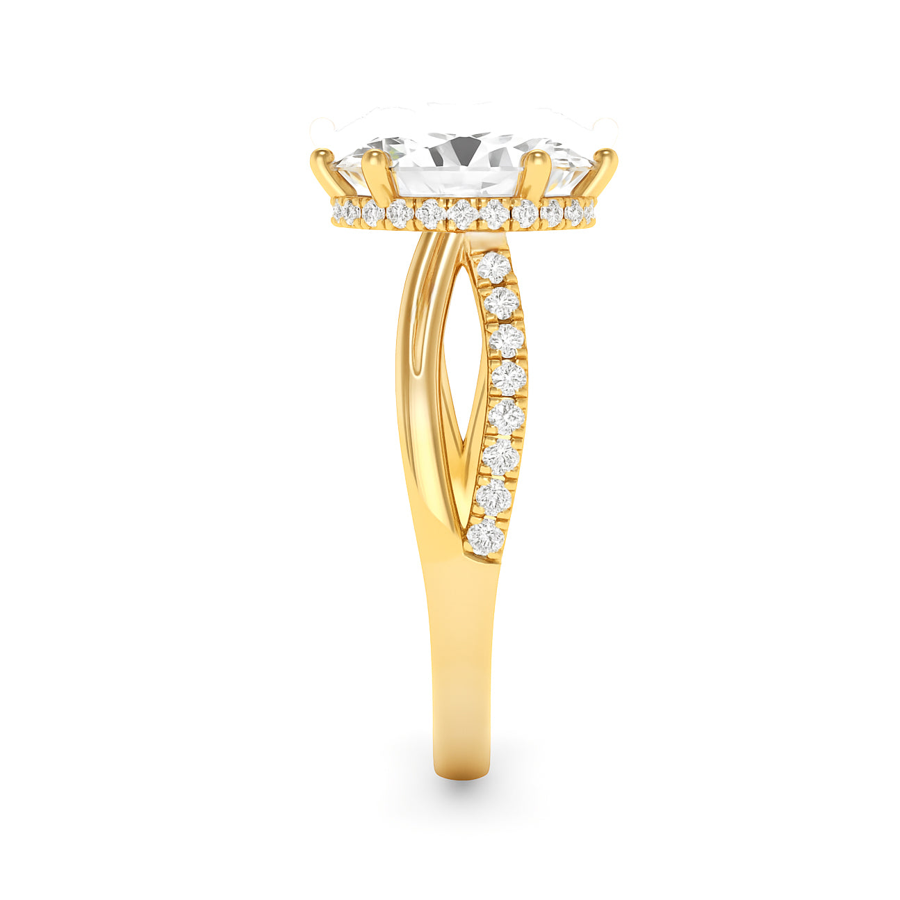 The Selena Ring - Oval Lab Grown Diamond with Twisted Pavé Band and Hidden Halo