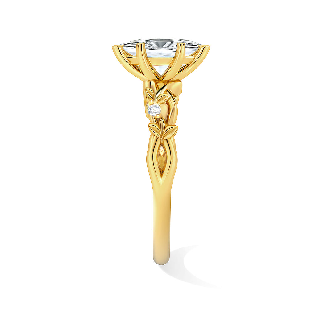 The Liana Ring - Solitaire Leaf Design