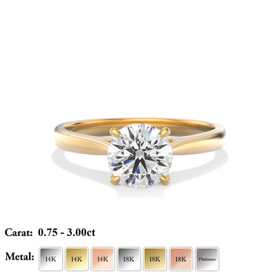 The Vicenza Ring - 4-Claw Cathedral Round Solitaire - Lab Grown Diamond