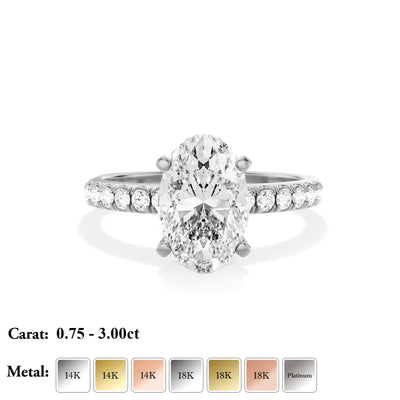 The Florence Ring - Lab Grown Diamond with 4-claws and Pave Band