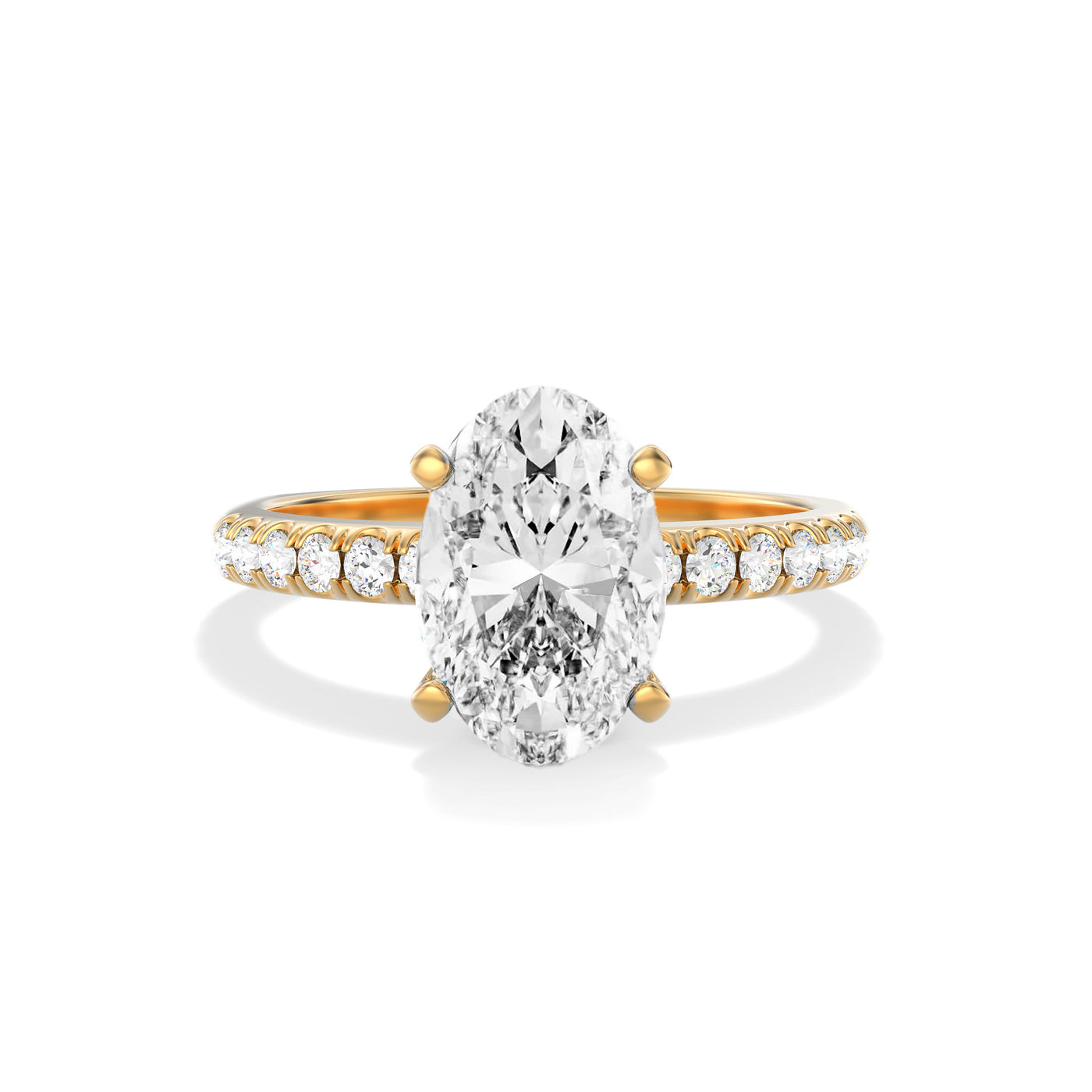 The Elise Ring - Cathedral Set with Fine Pave Band - Lab Grown Diamond