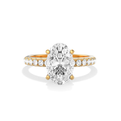 The Elise Ring - Cathedral Set with Fine Pave Band - Lab Grown Diamond