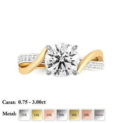 The Valencia Ring - Twist Engagement Ring Two-Tone Gold - Lab Grown Diamond