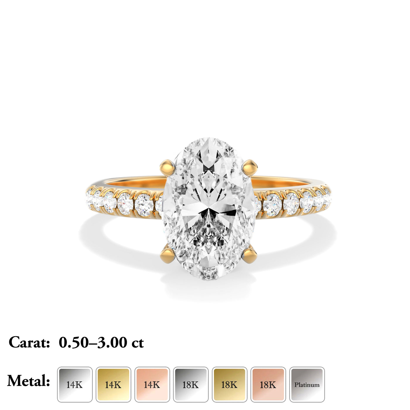 Oval Lab Grown Diamond Engagement Ring - Belle