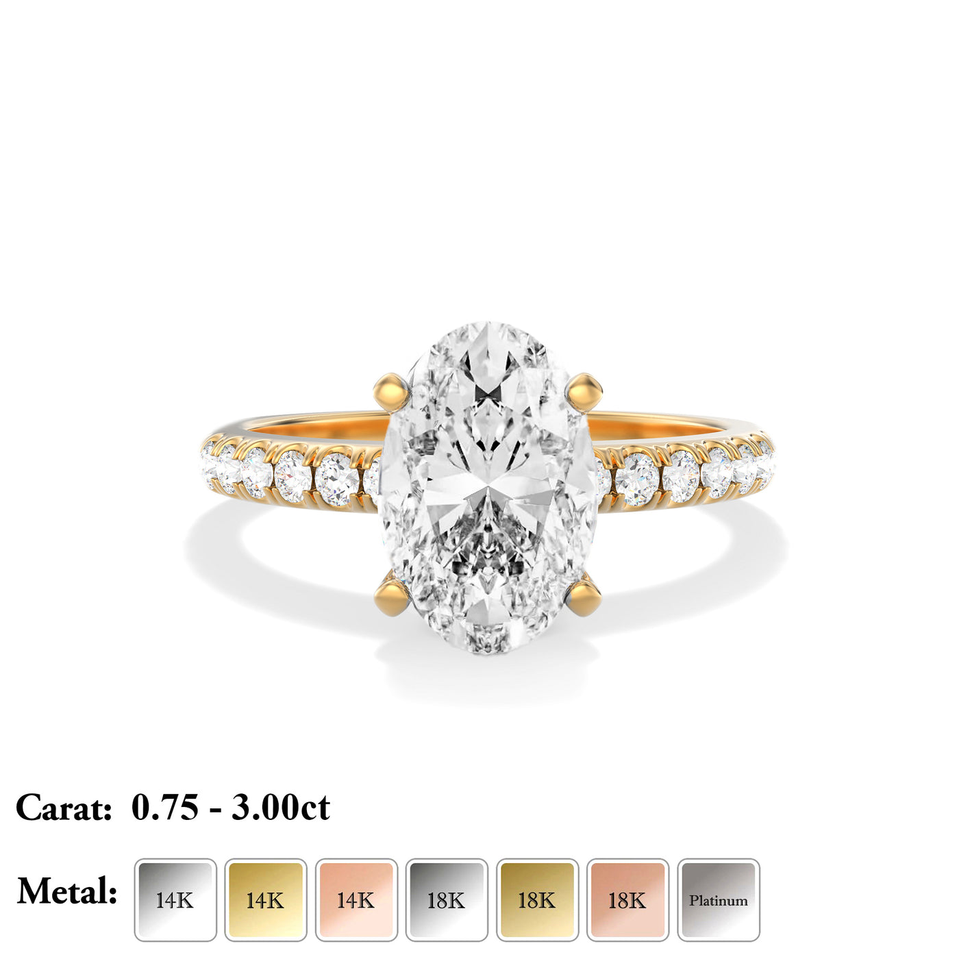 The Elise Ring - Cathedral Set with Fine Pave Band - Lab Grown Diamond