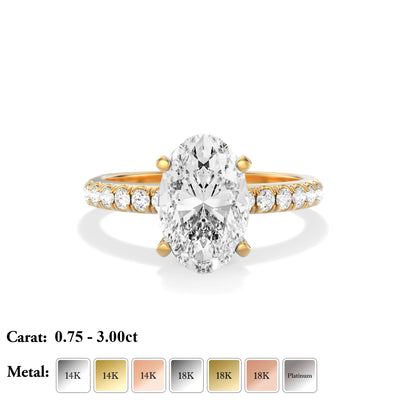 The Elise Ring - Cathedral Set with Fine Pave Band - Lab Grown Diamond