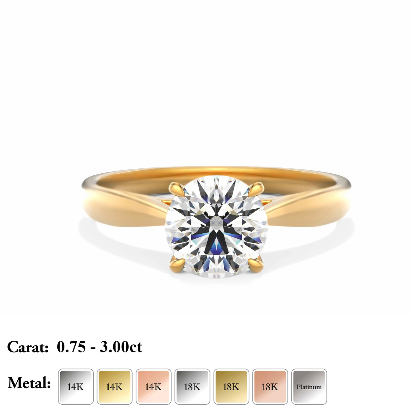 The Natalie Ring - Cathedral Set 4-Claw Basket Set Round Solitaire - Lab Grown Diamond
