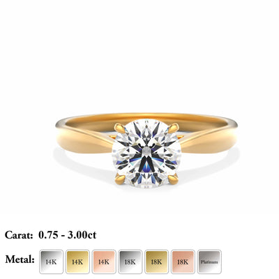 The Natalie Ring - Cathedral Set 4-Claw Basket Set Round Solitaire - Lab Grown Diamond
