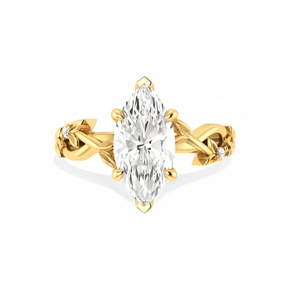 The Liana Ring - Solitaire Leaf Design