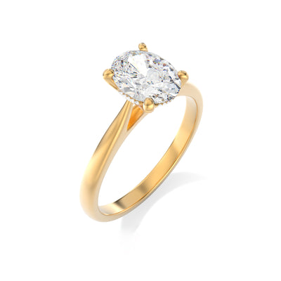 The Brescia Ring - Hidden Halo Cathedral Oval Solitaire - Lab Grow Diamond