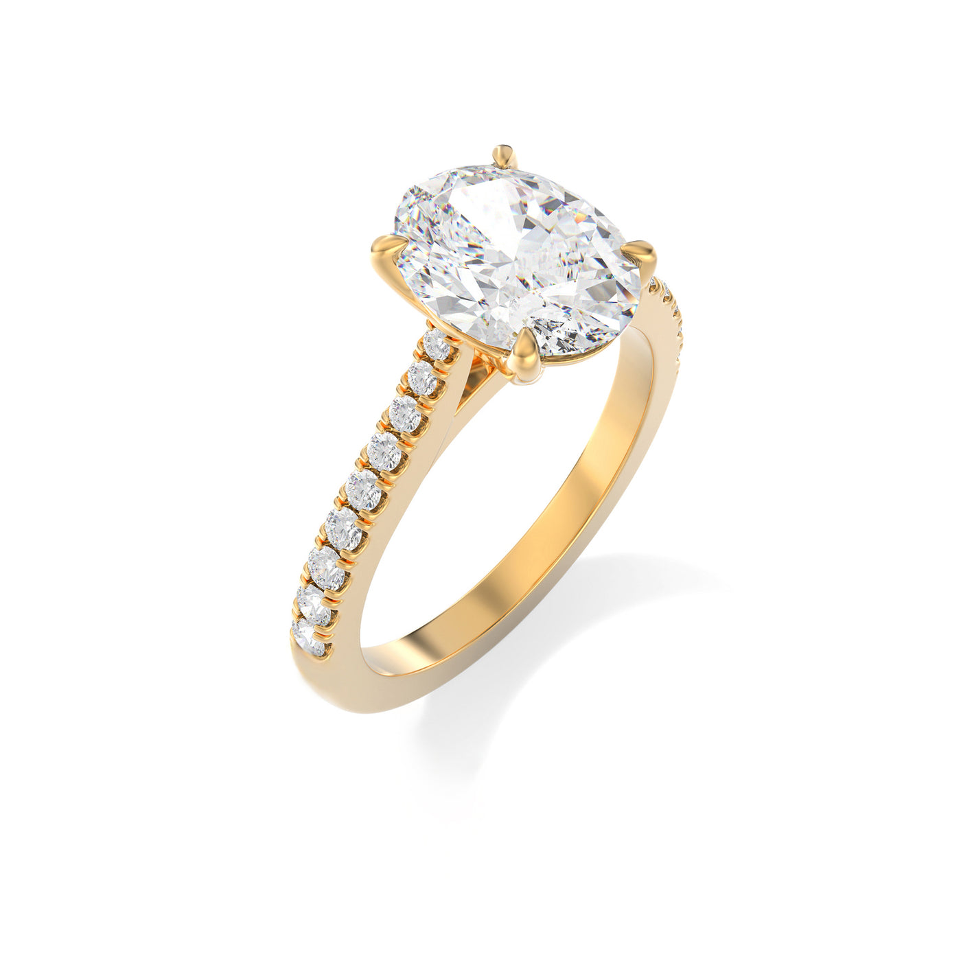 The Elise Ring - Cathedral Set with Fine Pave Band - Lab Grown Diamond