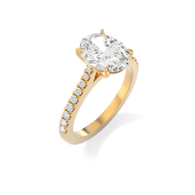 The Elise Ring - Cathedral Set with Fine Pave Band - Lab Grown Diamond