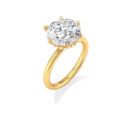 The Phoebe Ring - Hidden Halo 6-Claw Round Solitaire - Lab Grown Diamond