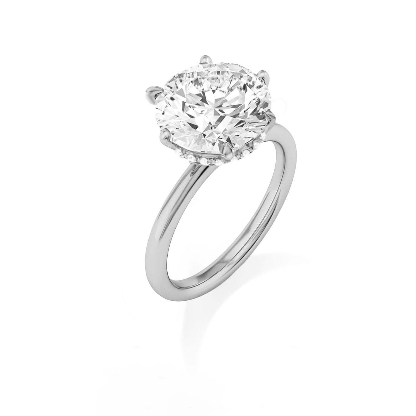The Phoebe Ring - Hidden Halo 6-Claw Round Solitaire - Lab Grown Diamond