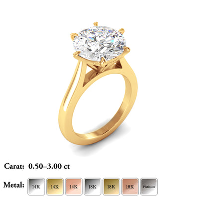 Cathedral Solitaire  Lab Grown Diamond Engagement Ring 6 Claw