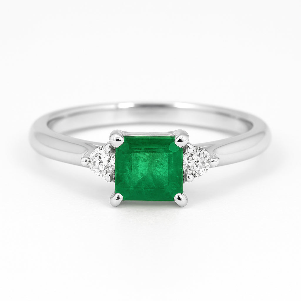 Platinum Emerald & Diamond Ring