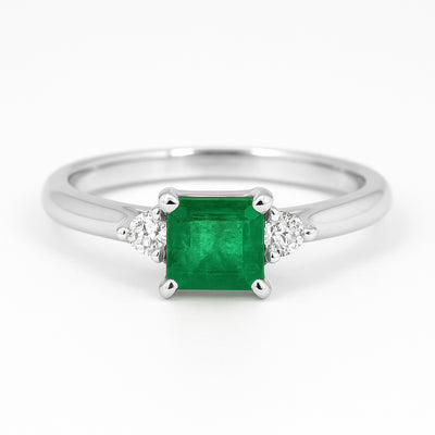 Platinum Emerald & Diamond Ring