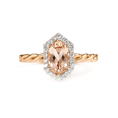 14K Rose Gold Morganite & Diamond Ring