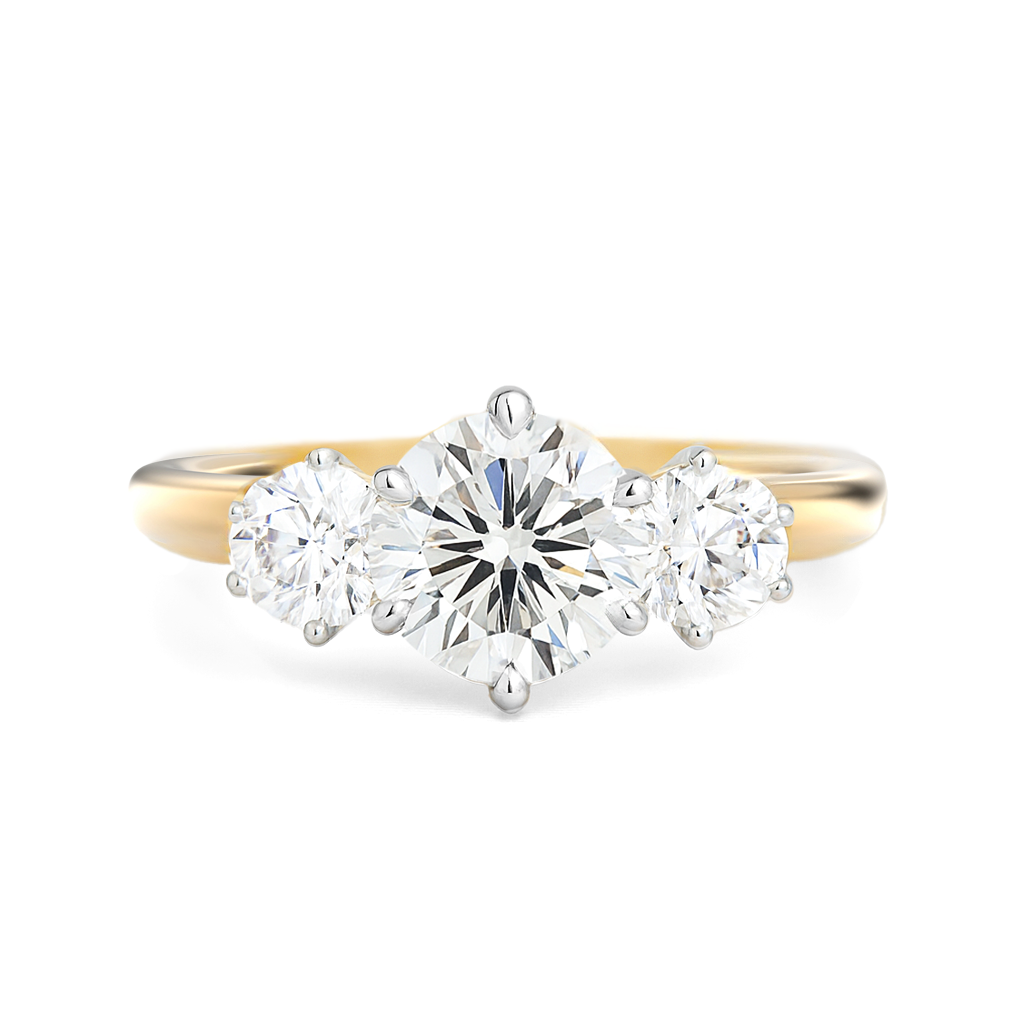 The Zoe Ring - Trilogy With Round Side Stones (6-claw) - Lab Grown Diamond