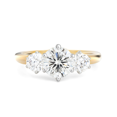 The Zoe Ring - Trilogy With Round Side Stones (6-claw) - Lab Grown Diamond