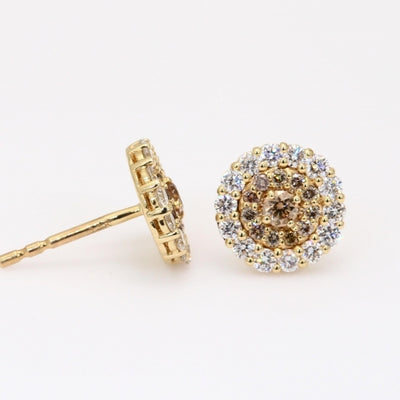 Cherish champagne diamond cluster stud earrings