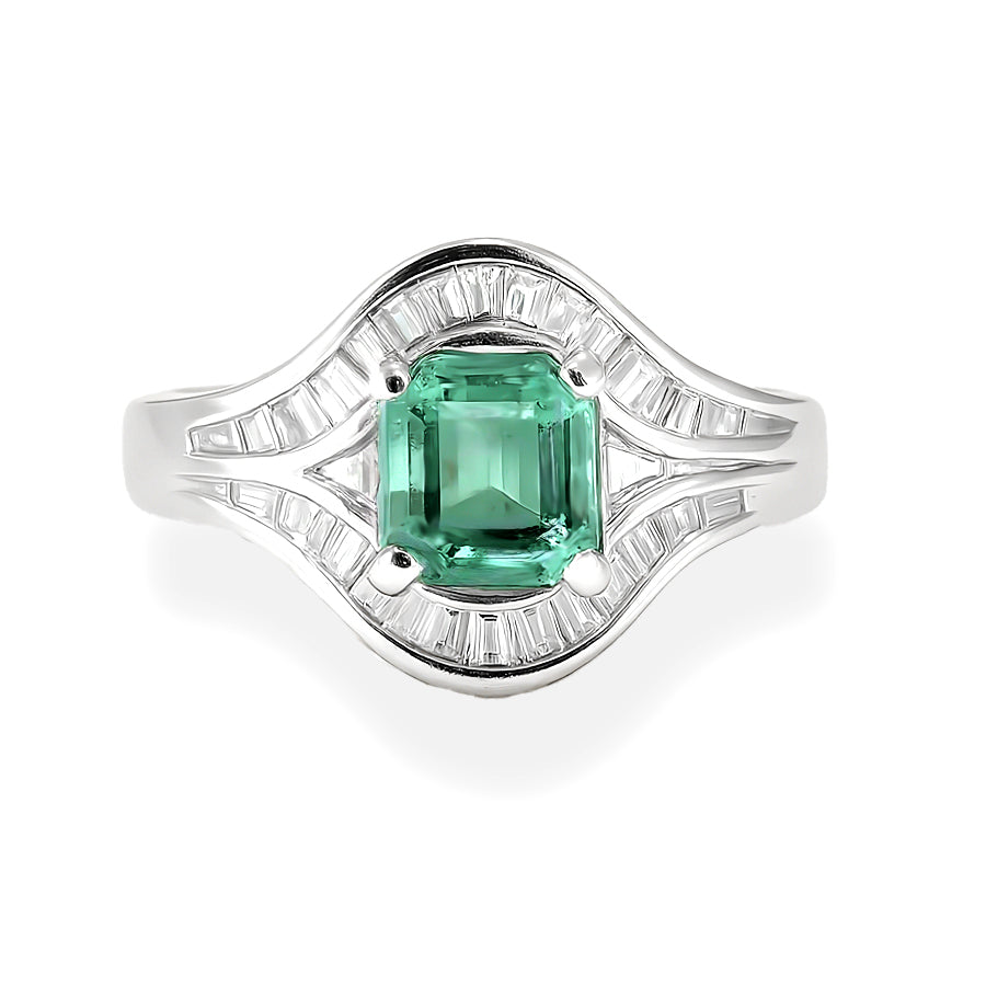 Platinum Emerald & Diamond Ring