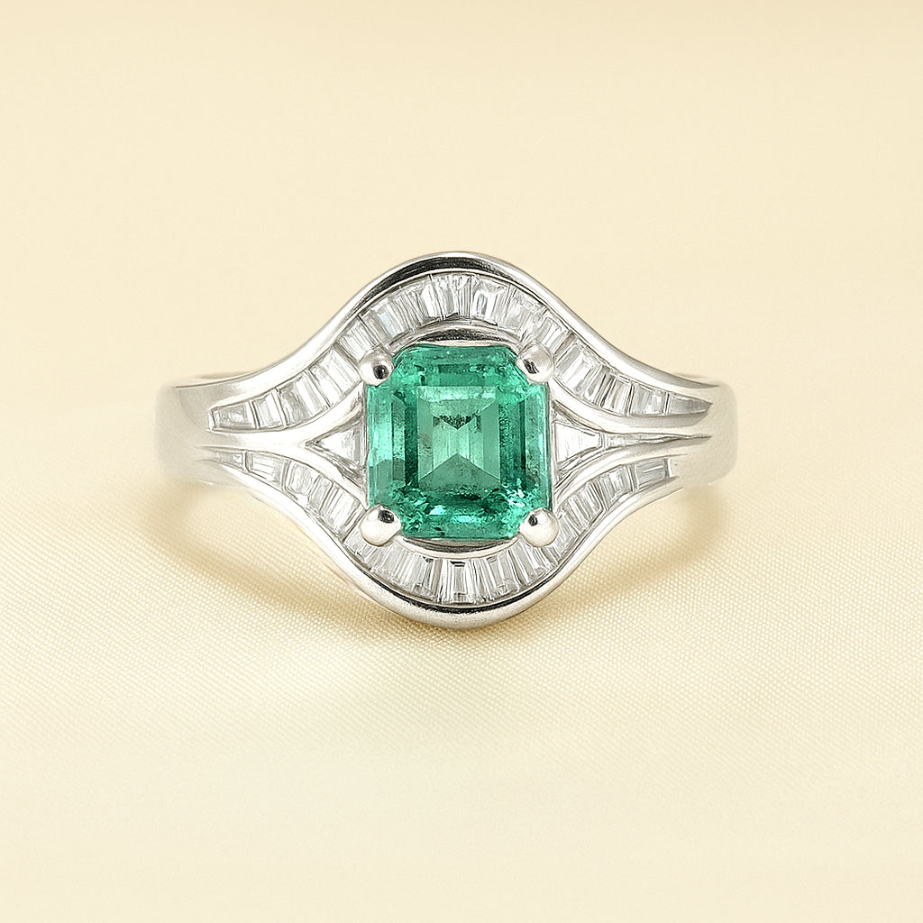 Platinum Emerald & Diamond Ring