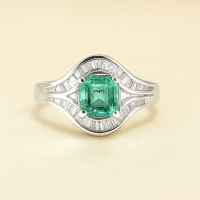 Platinum Emerald & Diamond Ring